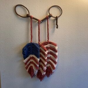 Handmade Macrame Feather Flag on Antique Horse Bit